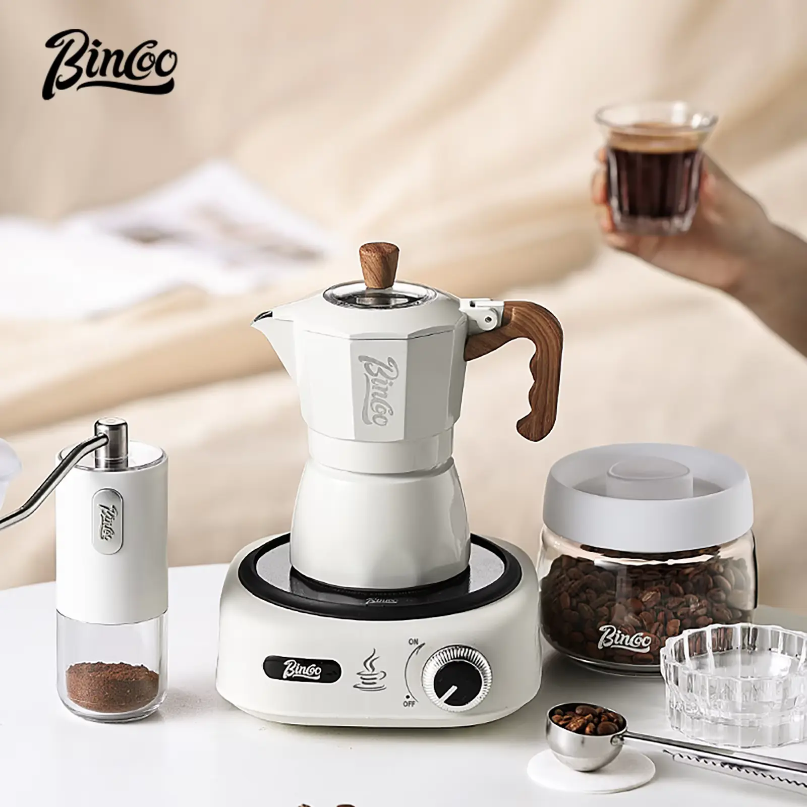 Bincoo Double Valve Moka Pot Set Espresso Coffee Maker for Home and Outdoor Professional Barista Accessories Coffee Maker Tools